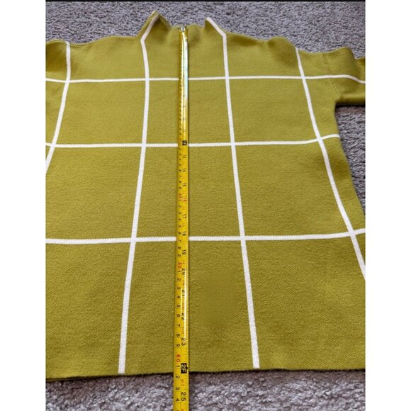 Cynthia Rowley Womens XS Olive & White Grid Turtleneck Sweater Soft - Picture 4 of 9